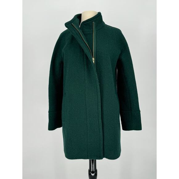 J. Crew  forest green Cocoon wool blend Coat size 6 - Picture 4 of 9